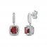 Garnet & White Lab-Created Sapphire Dangle Earrings Sterling Silver