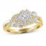 Adrianna Papell Diamond Engagement Ring 7/8 ct tw Princess/Pear/Marquise/Round 14K Yellow Gold
