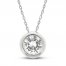 White Lab-Created Sapphire Bezel Necklace Sterling Silver 18"