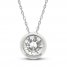 White Lab-Created Sapphire Bezel Necklace Sterling Silver 18"