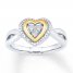 Diamond Heart Ring Sterling Silver/10K Yellow Gold
