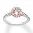 Pink & White Certified Diamond Engagement Ring 1 ct tw 14K Gold