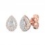 Diamond Pear Earrings 1/3 ct tw Pear/Round-Cut 10K Rose Gold