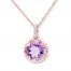 Amethyst Necklace Diamond Accents 10K Rose Gold