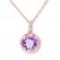 Amethyst Necklace Diamond Accents 10K Rose Gold