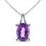 Amethyst & Diamond Necklace Sterling Silver 18"