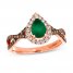 Le Vian Emerald Ring 3/8 ct tw Diamonds 14K Strawberry Gold