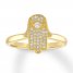 Diamond Hamsa Ring 1/6 ct tw Round-cut 10K Yellow Gold