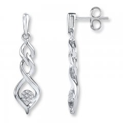 Diamond Earrings 1/10 ct tw Round-cut 10K White Gold
