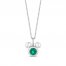 Disney Treasures Mickey Mouse Lab-Created Emerald & Diamond Necklace Sterling Silver 17"