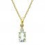 Aquamarine and Diamond Accent Necklace 10K Yellow Gold