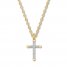 Diamond Cross Necklace 1/10 ct tw Round-cut 10K Yellow Gold