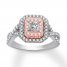 Pink & White Certified Diamond Engagement Ring 1 ct tw 14K Gold