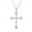 Diamond Cross Necklace 1/5 ct tw Round-cut 10K White Gold