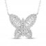 Diamond Butterfly Necklace 1/2 ct tw 10K White Gold 18"