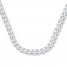 Men's Curb Chain Necklace 14K White Gold 20" Length