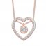Diamond Heart Choker Necklace 1/5 ct tw 10K Rose Gold 14"-18"