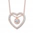 Diamond Heart Choker Necklace 1/5 ct tw 10K Rose Gold 14"-18"