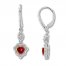 Lab-Created Ruby Heart Earrings Sterling Silver/10K Yellow Gold