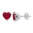 Heart Earrings Lab-Created Rubies Sterling Silver