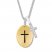 Diamond Cross Necklace 1/15 ct tw Sterling Silver/10K Gold