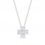 Diamond Clover Necklace 1/4 ct tw Round/Baguette 10K White Gold 18"