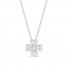 Diamond Clover Necklace 1/4 ct tw Round/Baguette 10K White Gold 18"