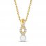 Cultured Pearl & White Lab-Created Sapphire Necklace 10K Yellow Gold 18"