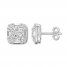 Diamond Earrings 7/8 ct tw Round/Baguette 14K White Gold