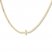 Cross Curb Chain Choker Necklace 14K Yellow Gold 12"-17" Adj.