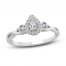 Diamond Promise Ring 1/6 ct tw Pear/Round 10K White Gold