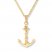 Men's Anchor Necklace 10K Yellow Gold 22" Length