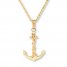 Men's Anchor Necklace 10K Yellow Gold 22" Length