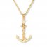 Men's Anchor Necklace 10K Yellow Gold 22" Length