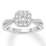 Diamond Engagement Ring 1 ct tw Princess/Round 14K White Gold