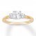 Three-Stone Diamond Ring 1 ct tw Cushion/Round 14K Yellow Gold