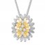 Diamond Floral Necklace 1/15 ct tw Sterling Silver/10K Gold