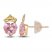 Children's Heart with Crown Pink Cubic Zirconia Stud Earrings 14K Yellow Gold