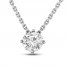 White Lab-Created Sapphire Solitaire Necklace Sterling Silver 18"
