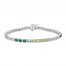 Vibrant Shades Lab-Created Emerald, Peridot, Green Quartz, White Lab-Created Sapphire Bracelet Sterling Silver 7.25"