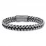 Men's Link Bracelet Stainless Steel/Black Leather 8.5"