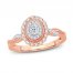 Diamond Engagement Ring 3/8 ct tw Oval/Round 14K Rose Gold