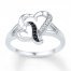 Black/White Diamond Heart Ring 1/20 ct tw Sterling Silver