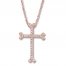 Diamond Cross Necklace 1/10 ct tw Round-cut 10K Rose Gold