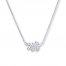 Diamond Leaf Necklace 1/10 ct tw Round-cut 10K White Gold