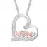 Diamond Mom Heart Necklace 1/20 ct tw Sterling Silver/10K Gold
