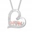 Diamond Mom Heart Necklace 1/20 ct tw Sterling Silver/10K Gold