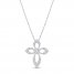 Diamond Cross Necklace 1/10 ct tw 10K White Gold 18"