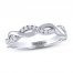 Leo Diamond Wedding Band 1/5 ct tw Round-cut 14K White Gold