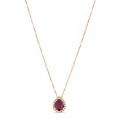 Le Vian Rhodolite & Diamond Necklace 1/8 ct tw 14K Strawberry Gold 18"